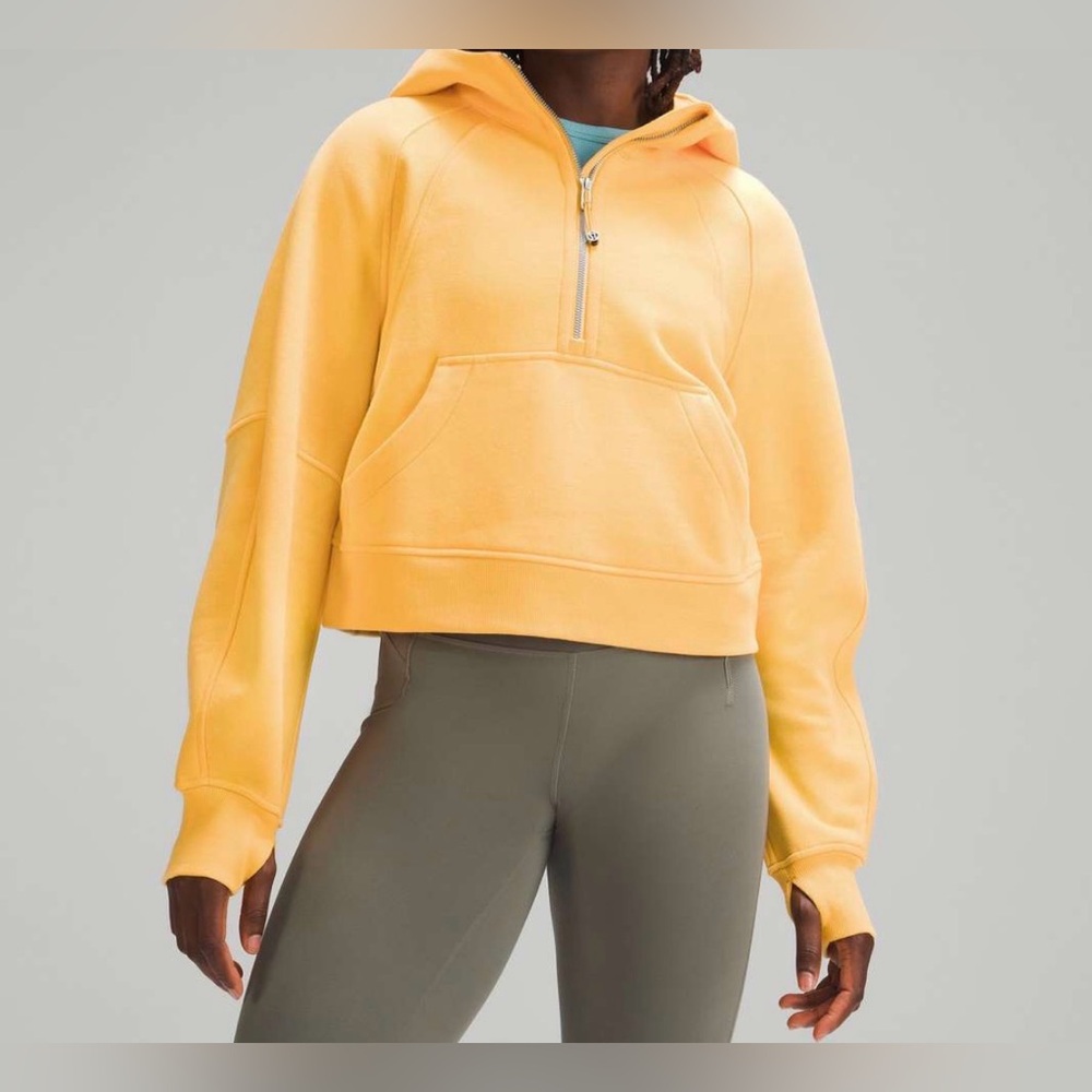 Lululemon‎ oversized cropped scuba hoodie women's XL/XXL Mango dream yellow zip✅